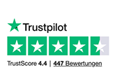 Trustpilot TrustScore 4.4 bei 447 Bewertungen